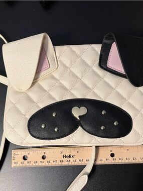 Betsey Johnson Cream dog Quilted Crossbody with card holder